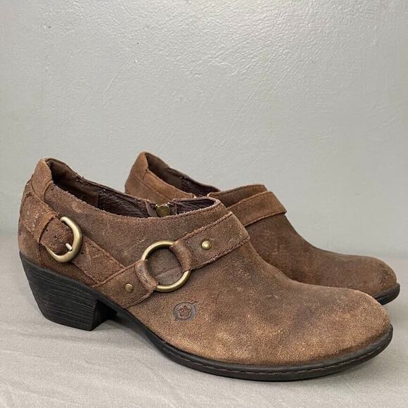 Born Size 9.5 Distressed Brown Harness Low Top Boots Western Cowgirl Boho Grunge - Picture 3 of 12